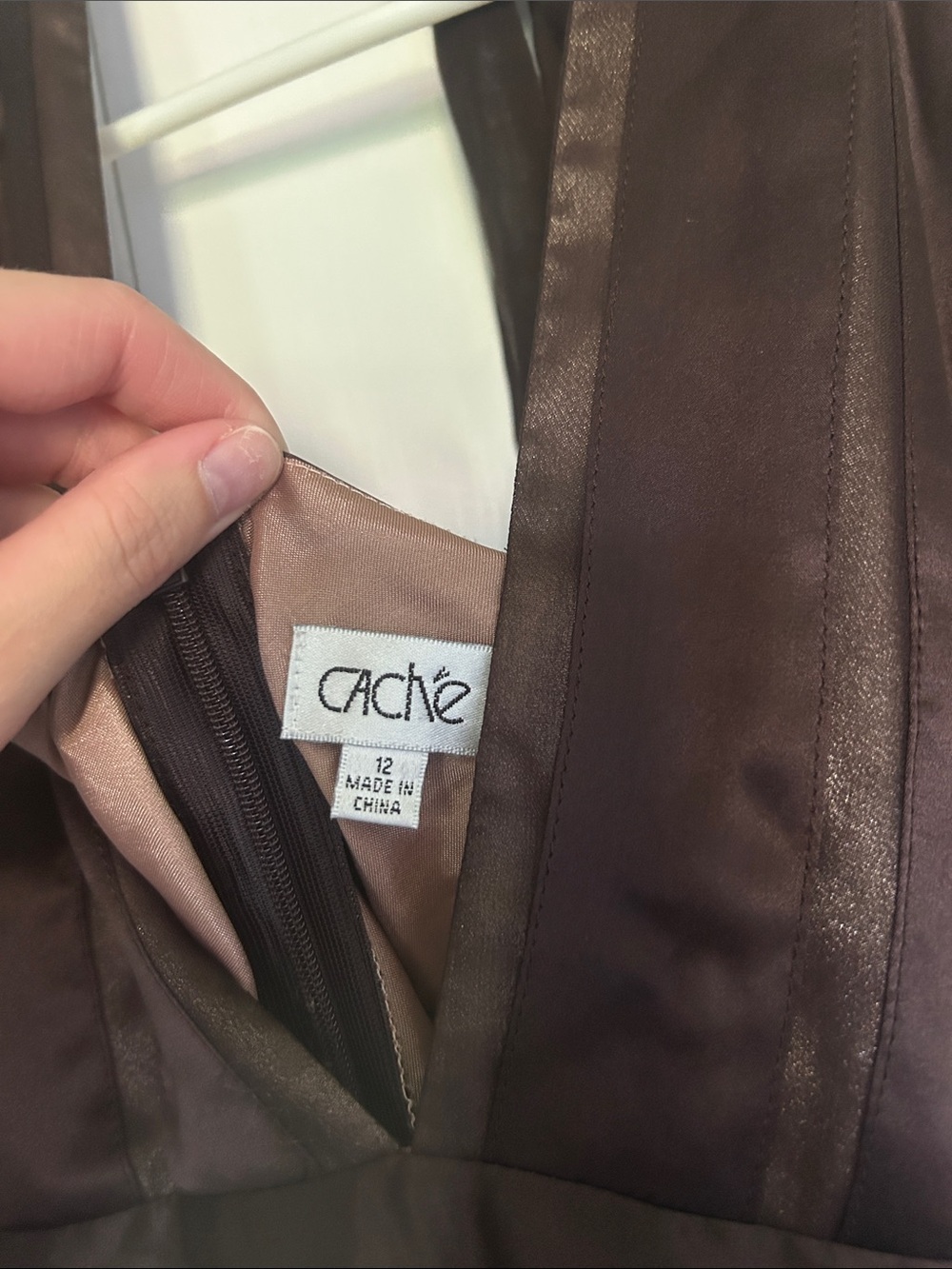 Cache One-Shoulder Brown Evening Gown - Picture 2 of 10